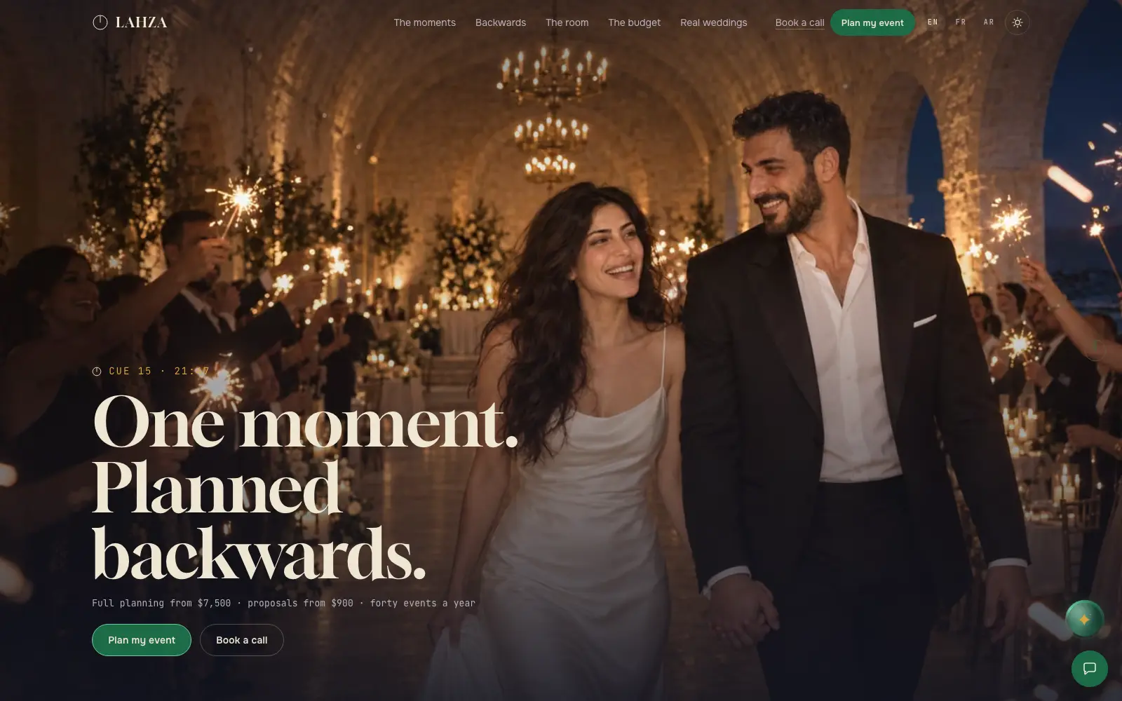 Lahza — A wedding read backwards from the entrance.