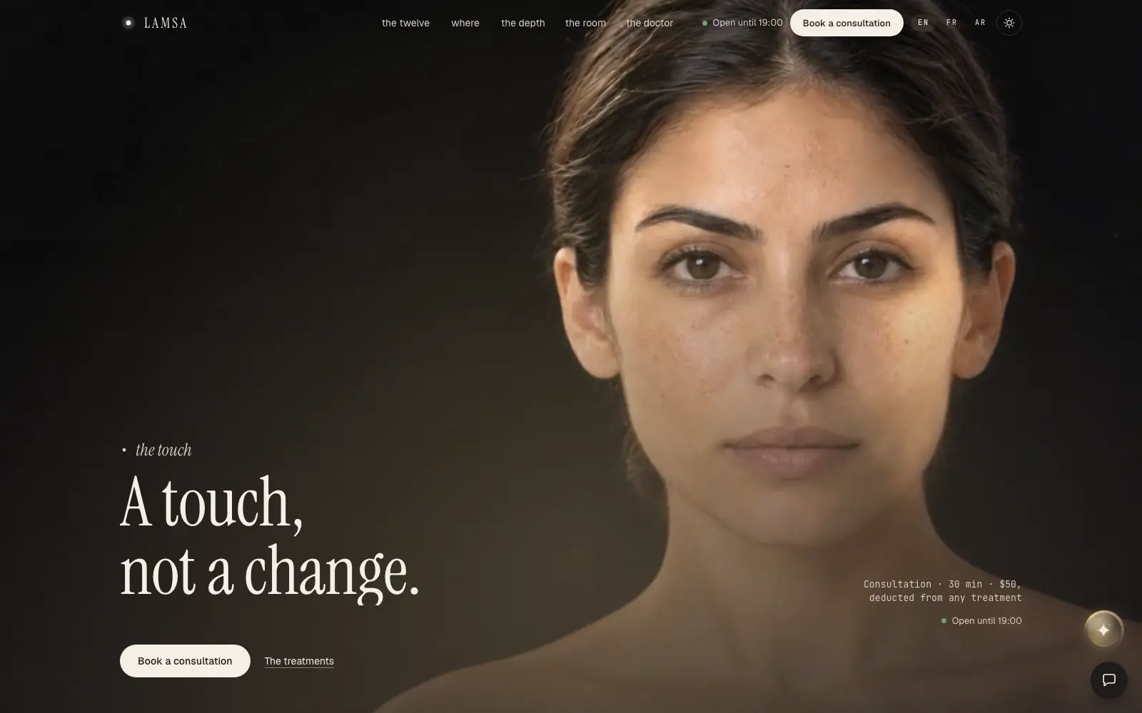 Lamsa — Every treatment with its four numbers, and a face map that opens the right one.
