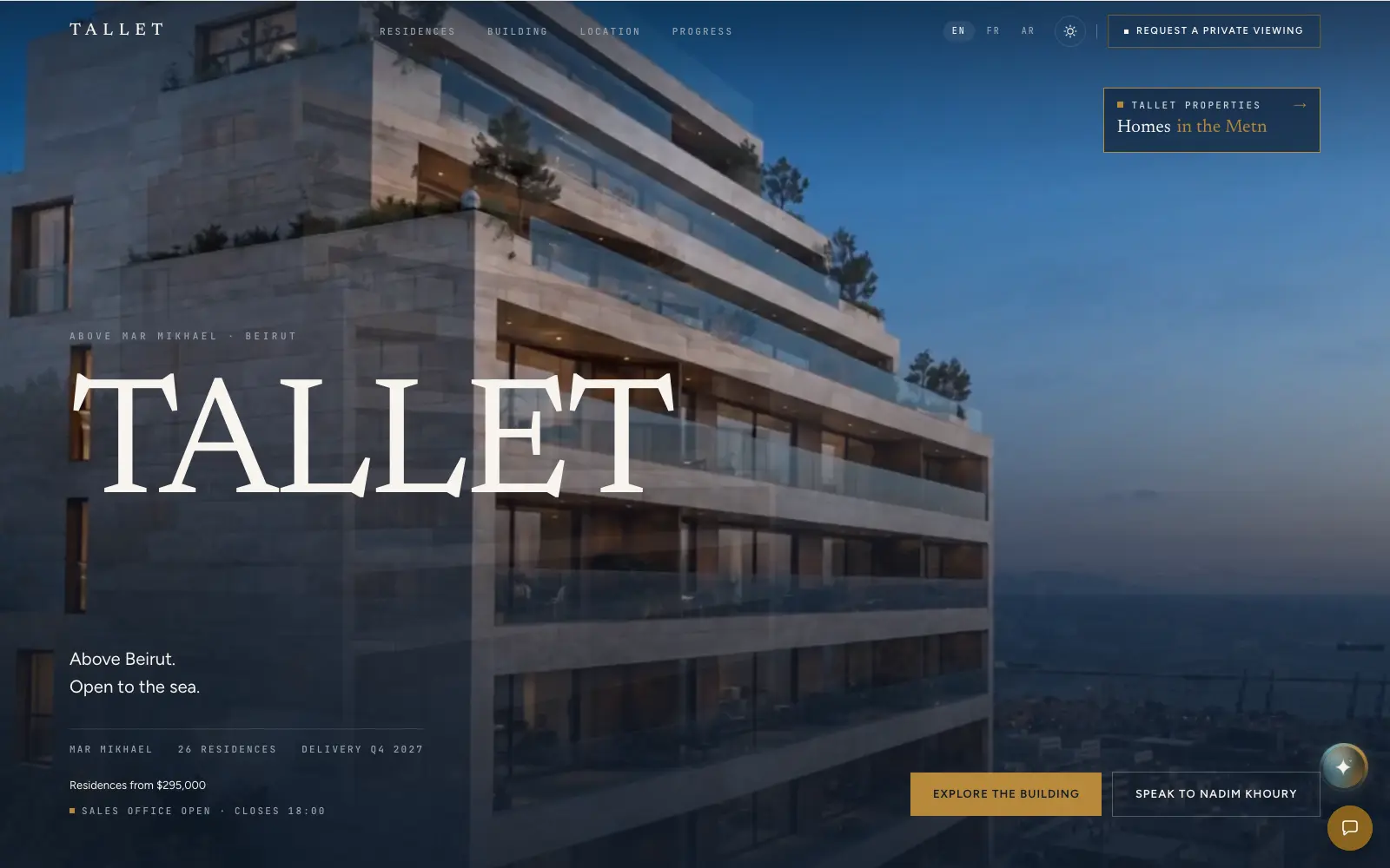 Tallet — Choose your floor, see your plan, ask about a unit.