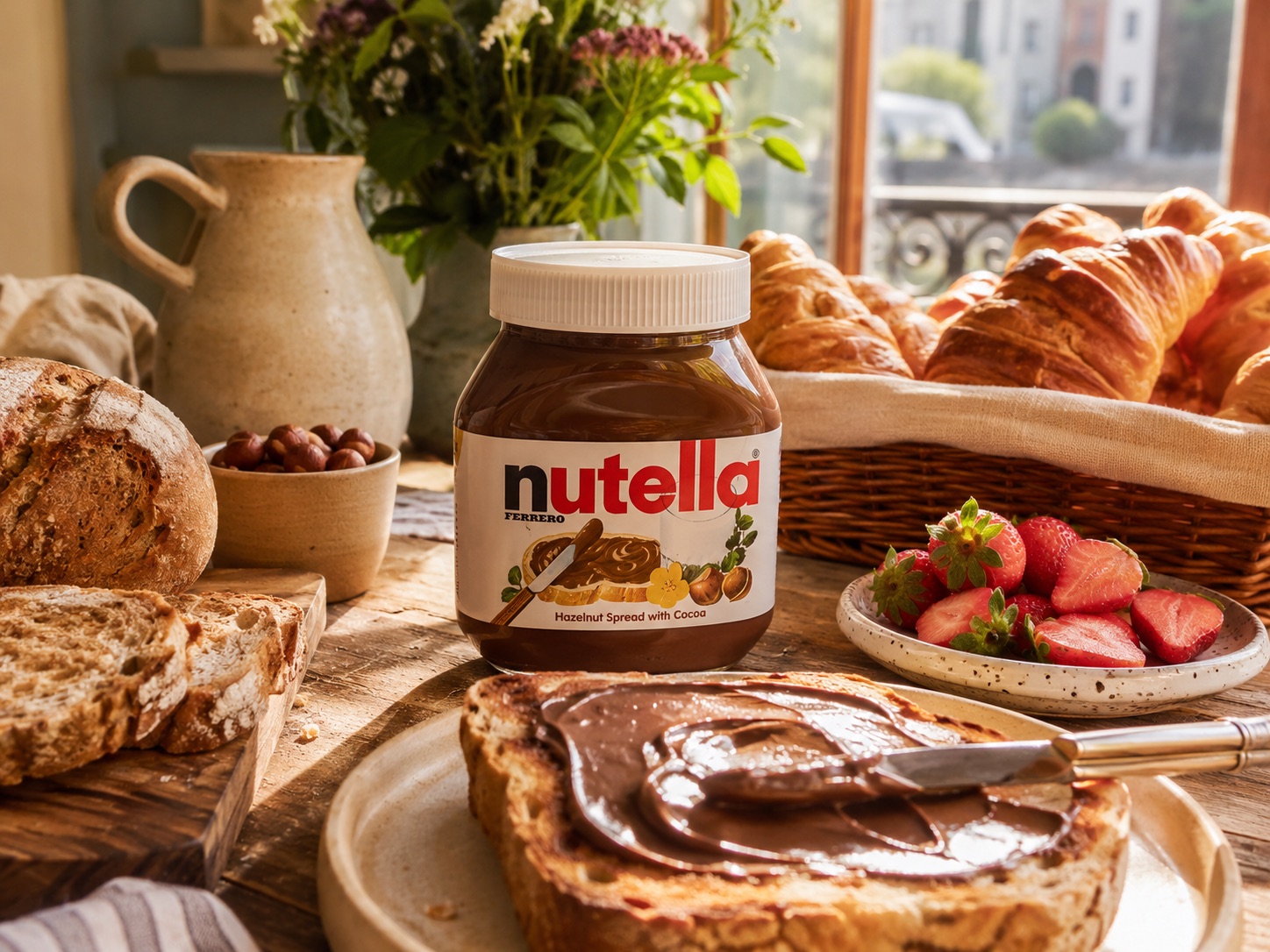 Nutella breakfast — food and beverage lifestyle scene